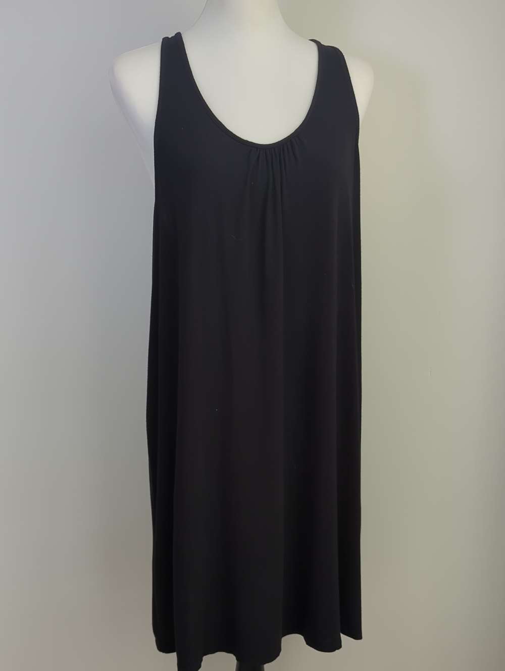 Cynthia Rowley Black Scoop Neck Gathered Tank Lounge Dress Nightgown Sleep XL